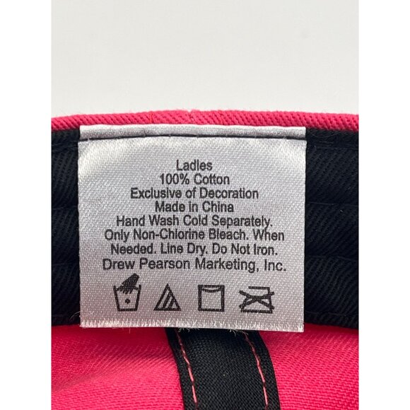 NASCAR Pink Cotton Cap Hat With Black Checkered Flag Design & Adjustable Strap - Picture 2 of 13